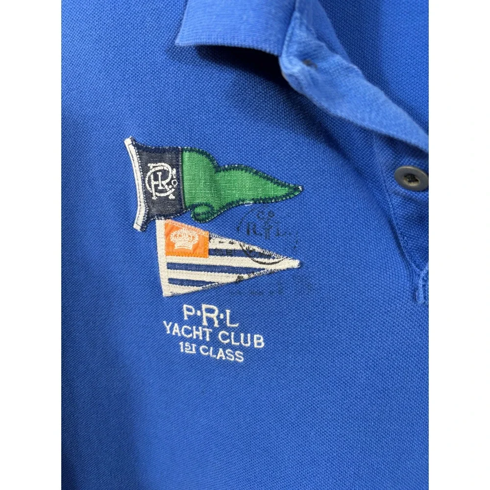 Polo‎ Ralph Lauren Polo Shirt Mens XXL Blue Yacht Club 1st Class Pique
